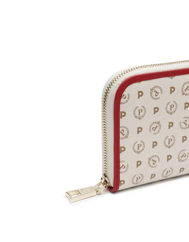 Pollini Portafoglio Zip Around Heritage Logo Classic Avorio/lacca