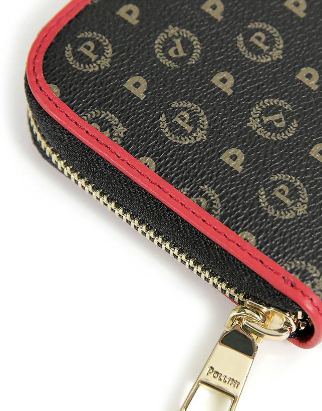 Pollini Portafoglio Zip Around Heritage Logo Classic Nero/lacca