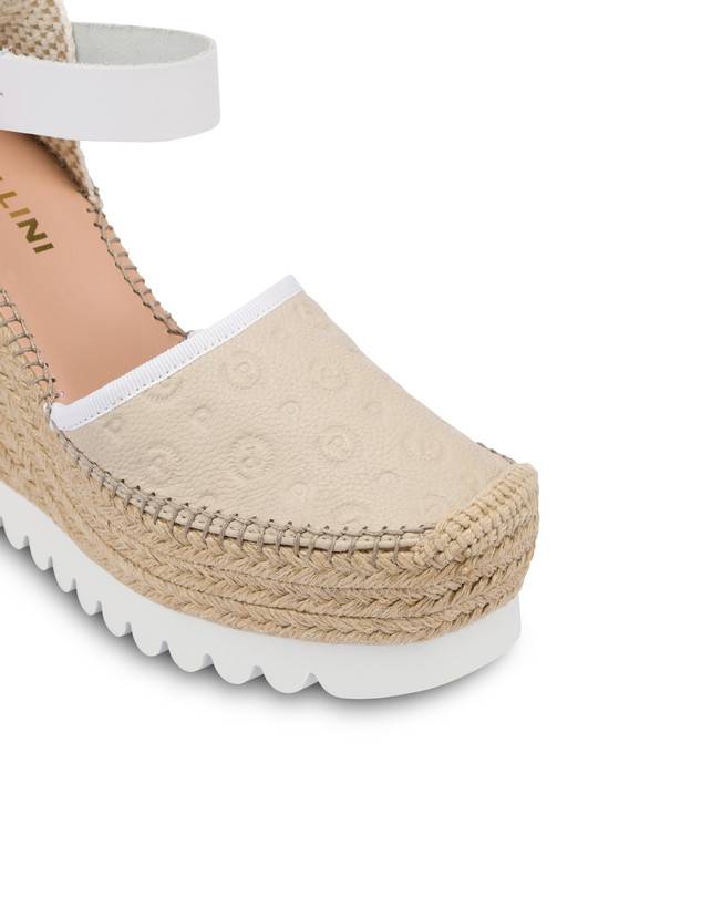 Pollini Sandali Con Zeppa Espadrillas Heritage Logo Embossed Avorio