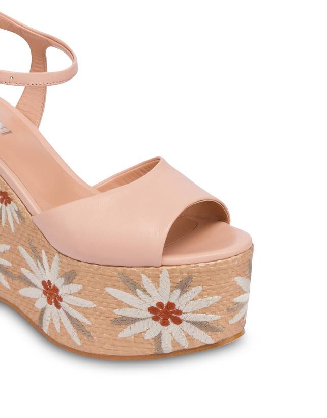 Pollini Sandali Con Zeppa Ricamata Desert Rose Nude/naturale