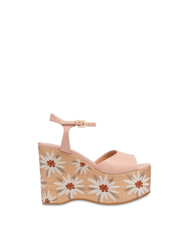 Pollini Sandali Con Zeppa Ricamata Desert Rose Nude/naturale