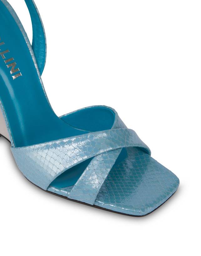 Pollini Sandali Con Zeppa Stampa Pitone Cote D'azur Pool/argento