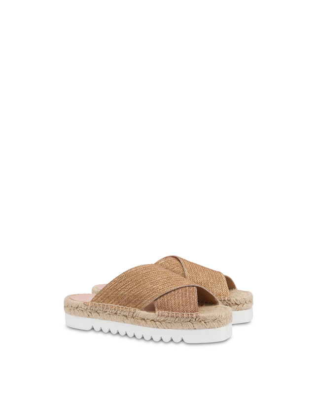Pollini Sandali Espadrillas In Vitello Stampa Intreccio Summer Time Wood-oro