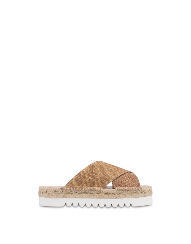 Pollini Sandali Espadrillas In Vitello Stampa Intreccio Summer Time Wood-oro