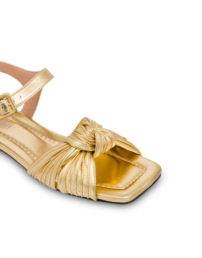 Pollini Sandali Flat In Nappa Laminata Sailor Knot Oro