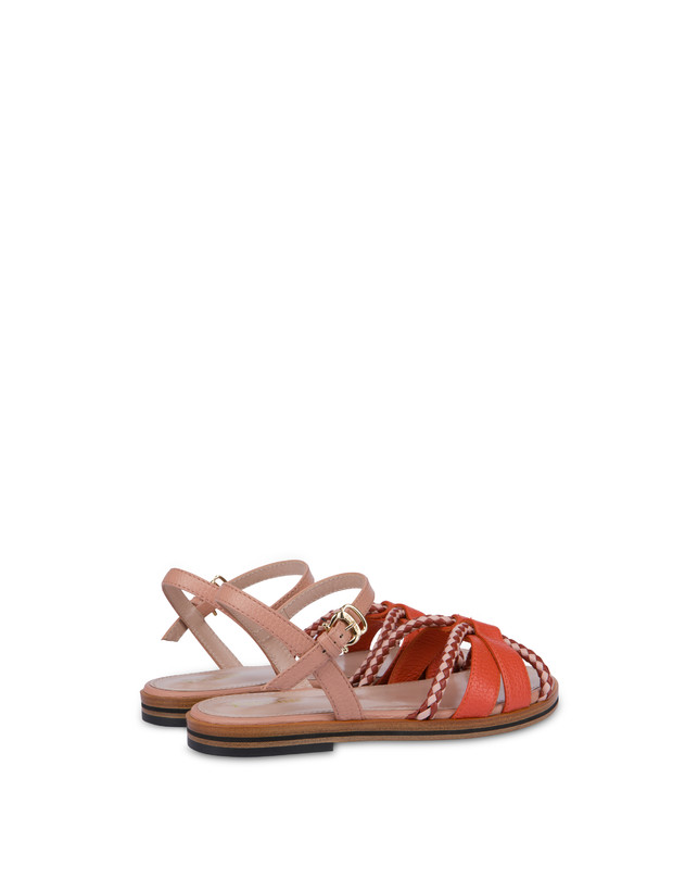 Pollini Sandali Flat In Vitello Bicolor Interlude Cannella/nude