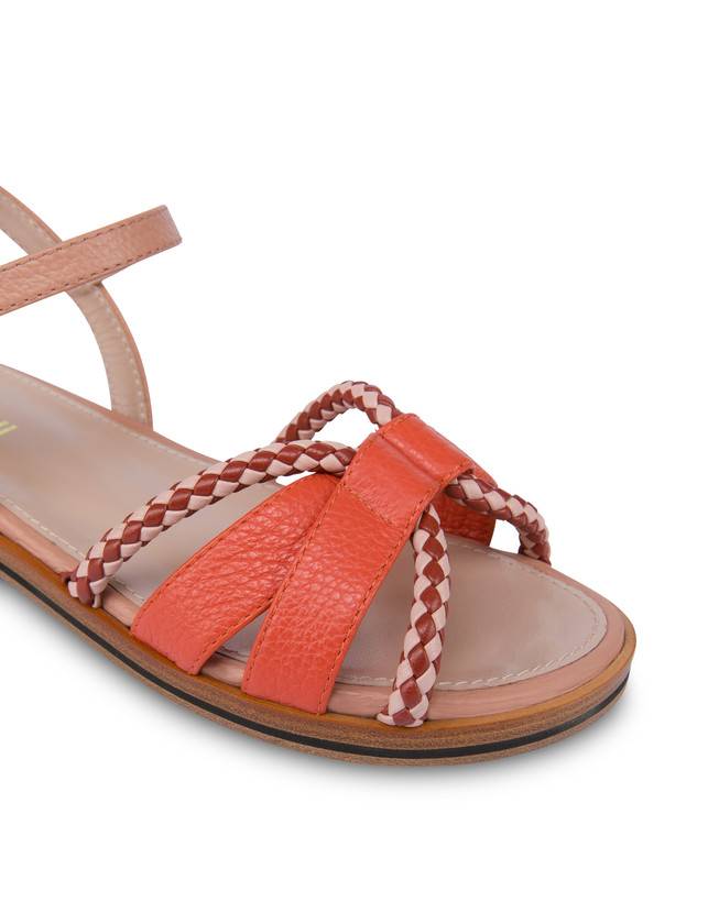 Pollini Sandali Flat In Vitello Bicolor Interlude Cannella/nude