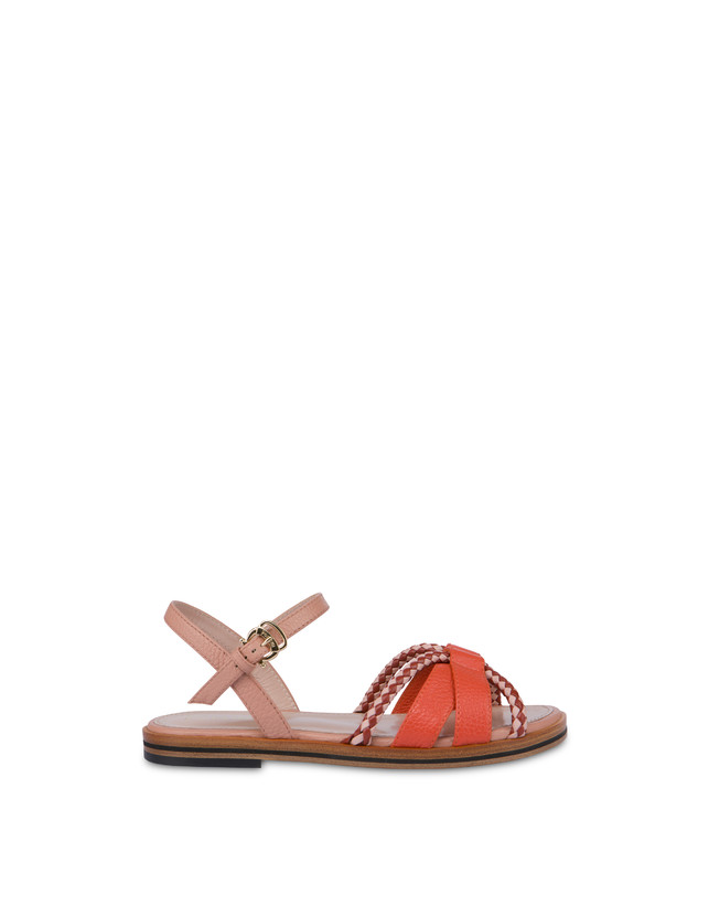 Pollini Sandali Flat In Vitello Bicolor Interlude Cannella/nude
