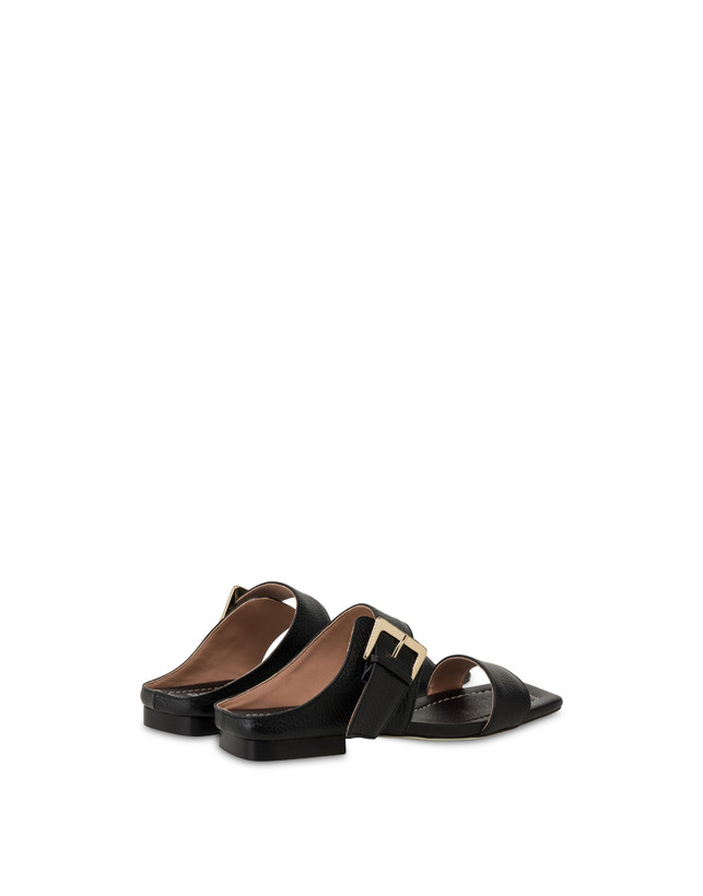 Pollini Sandali Flat In Vitello Bottalato Ethos Nero