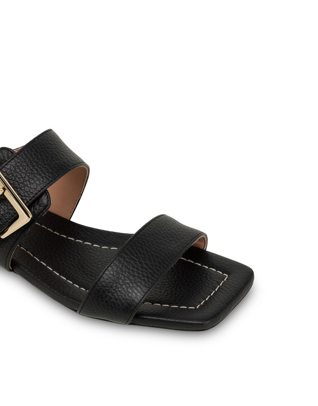 Pollini Sandali Flat In Vitello Bottalato Ethos Nero