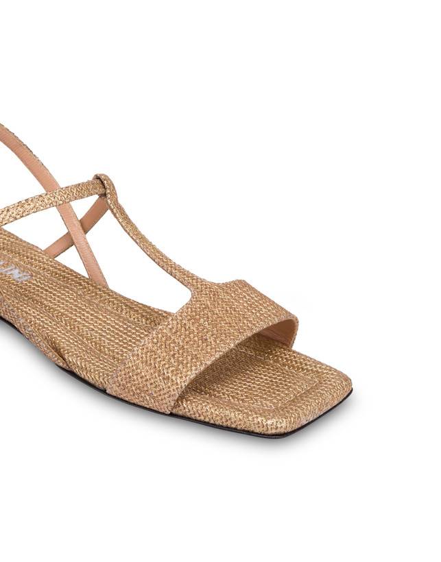 Pollini Sandali Flat In Vitello Stampa Pitone Between The Lines Wood-oro