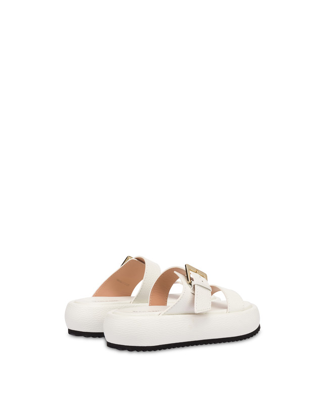 Pollini Sandali Flatform In Vitello Bottalato Ethos Bianco