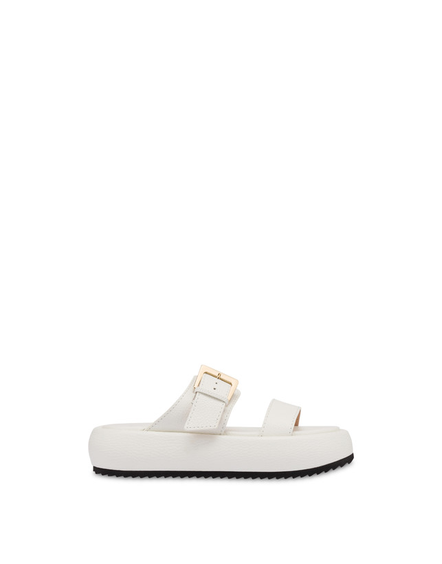 Pollini Sandali Flatform In Vitello Bottalato Ethos Bianco