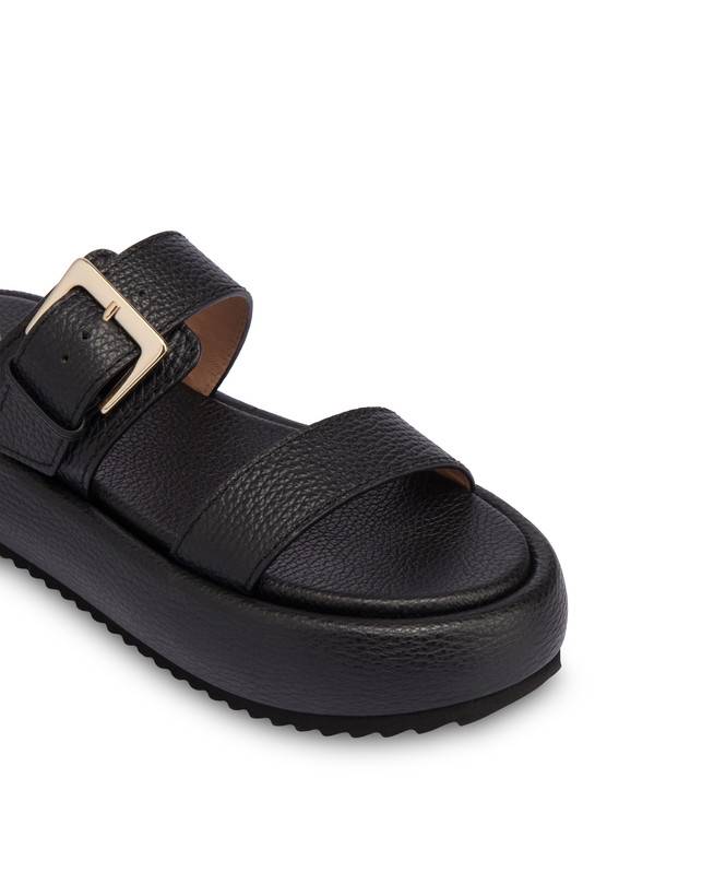 Pollini Sandali Flatform In Vitello Bottalato Ethos Nero