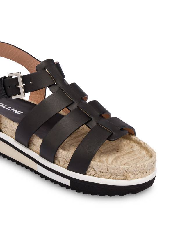 Pollini Sandali Fussbett In Vacchetta Flower Garden Nero