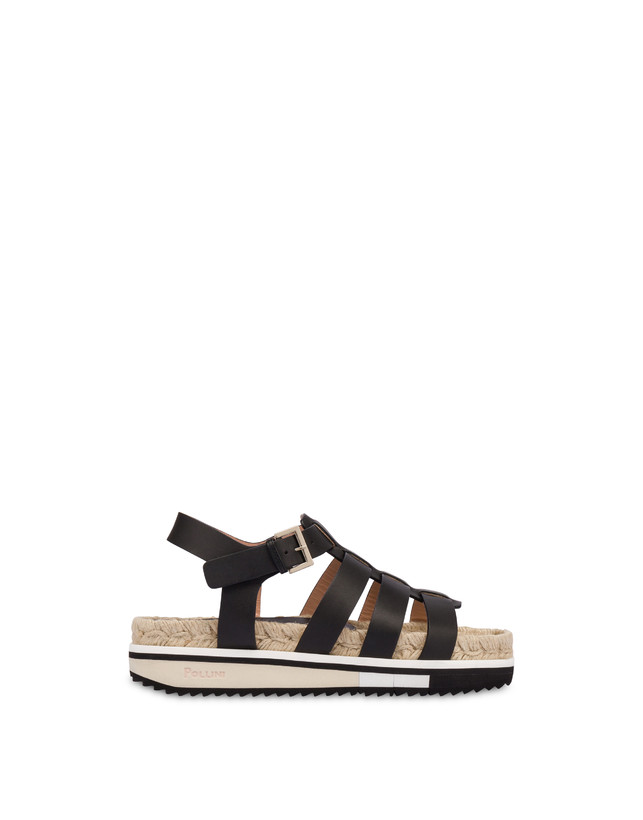 Pollini Sandali Fussbett In Vacchetta Flower Garden Nero