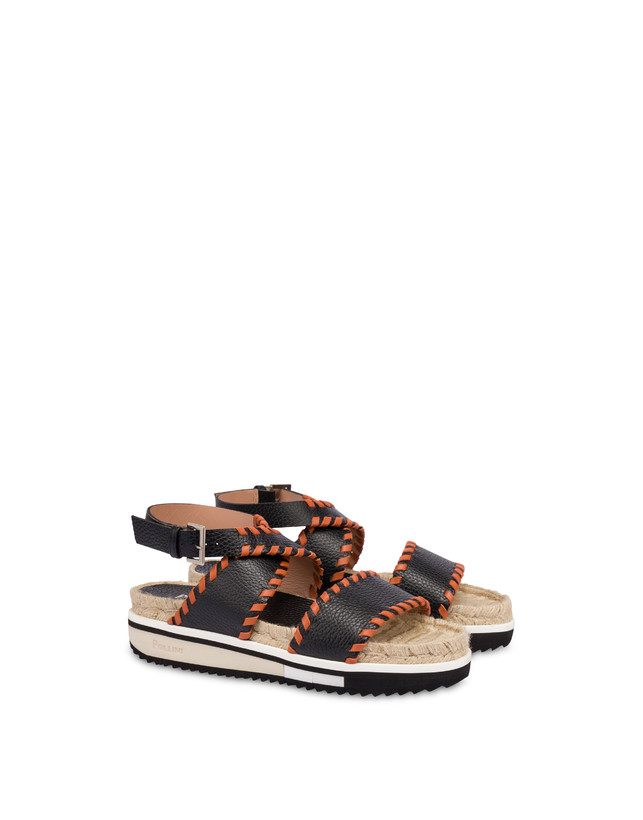 Pollini Sandali Fussbett In Vitello Decorato Flower Garden Nero/wood