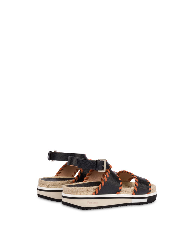 Pollini Sandali Fussbett In Vitello Decorato Flower Garden Nero/wood