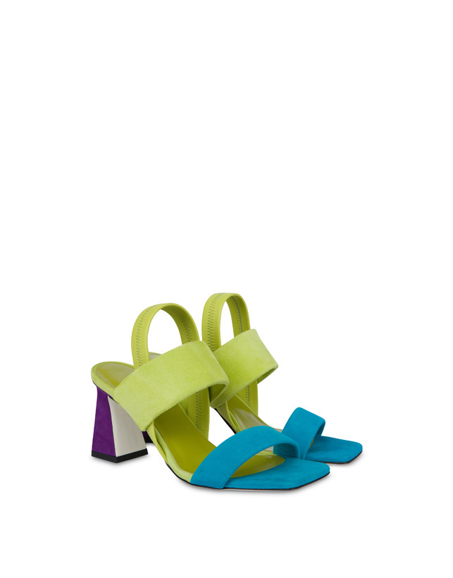 Pollini Sandali In Camoscio Color Explosion Pool/apple/iris