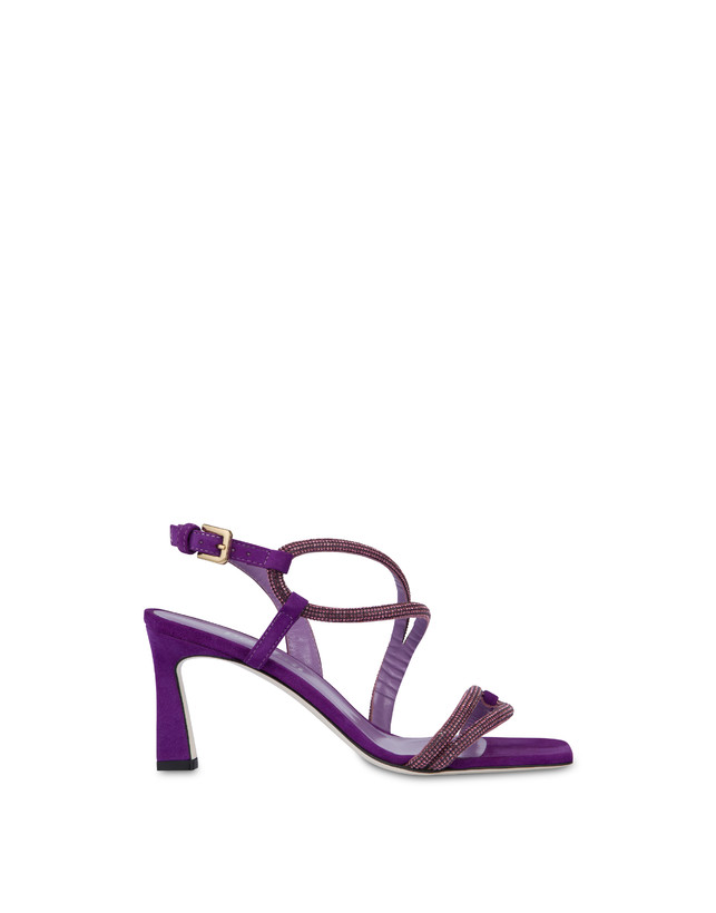 Pollini Sandali In Camoscio Con Strass Bling Bling Iris