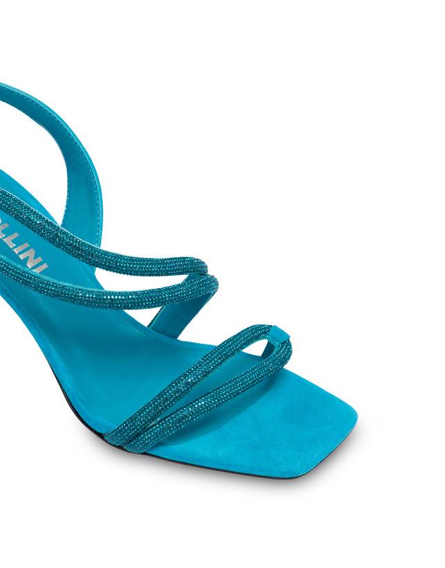 Pollini Sandali In Camoscio Con Strass Bling Bling Pool