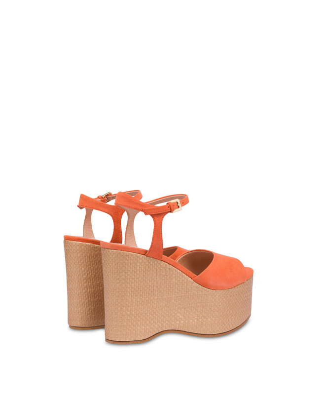 Pollini Sandali In Nappa Con Zeppa Capri Coral/naturale