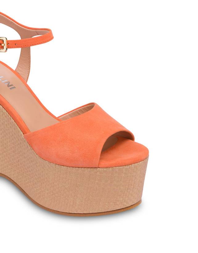 Pollini Sandali In Nappa Con Zeppa Capri Coral/naturale