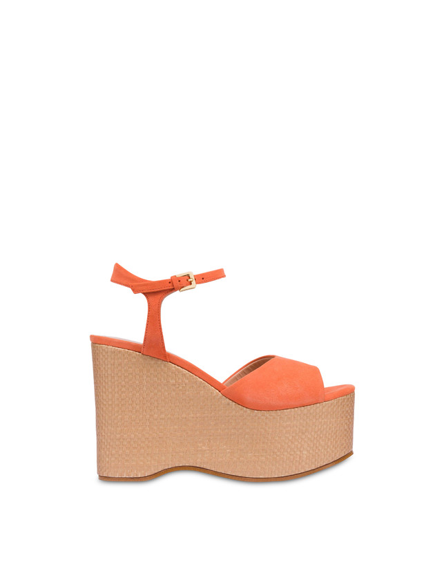 Pollini Sandali In Nappa Con Zeppa Capri Coral/naturale