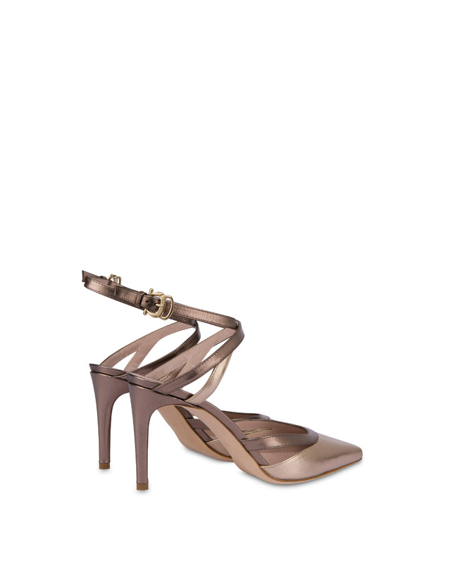 Pollini Sandali In Nappa Laminata Glam Sabbia/toffee