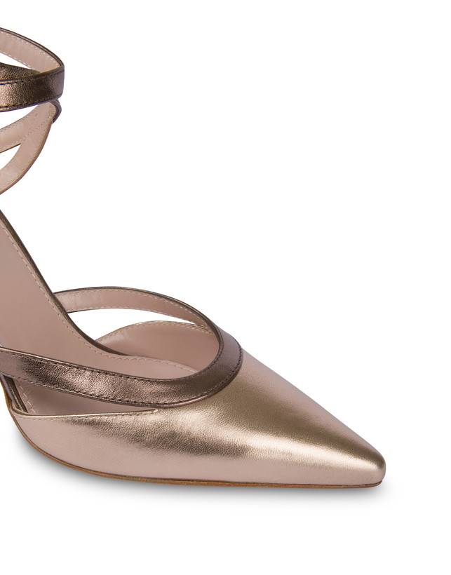 Pollini Sandali In Nappa Laminata Glam Sabbia/toffee