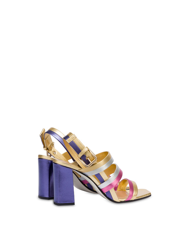 Pollini Sandali In Nappa Laminata Rainbow Oro/peonia/argento/iris