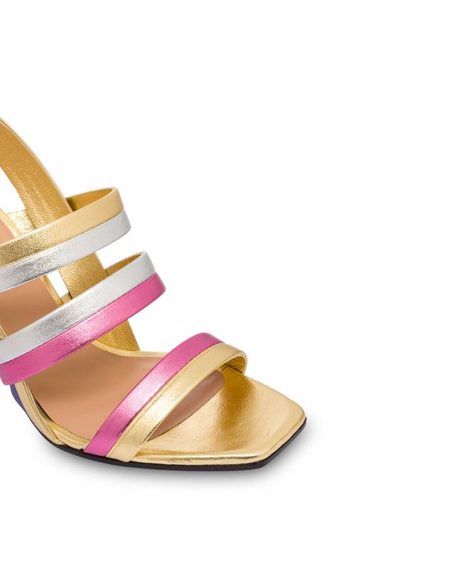 Pollini Sandali In Nappa Laminata Rainbow Oro/peonia/argento/iris