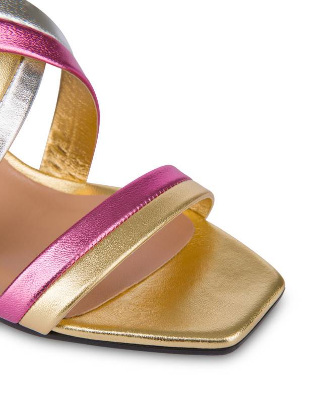 Pollini Sandali In Nappa Laminata Rainbow Oro/peonia/argento/iris