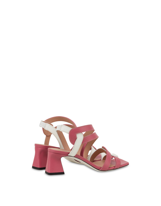 Pollini Sandali In Vitello Bicolore Interlock Peonia/bianco