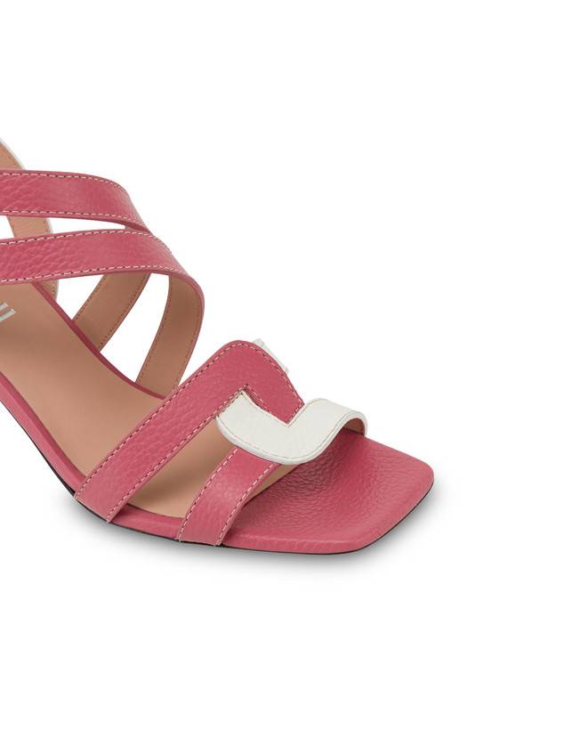 Pollini Sandali In Vitello Bicolore Interlock Peonia/bianco