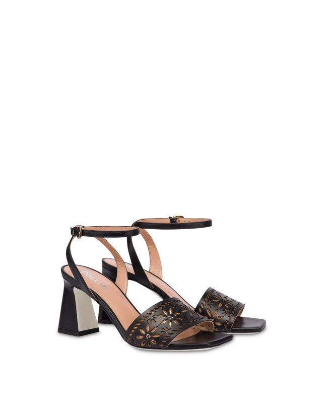Pollini Sandali In Vitello Con Intagli Desert Rose Nero
