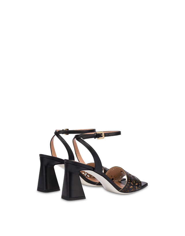 Pollini Sandali In Vitello Con Intagli Desert Rose Nero