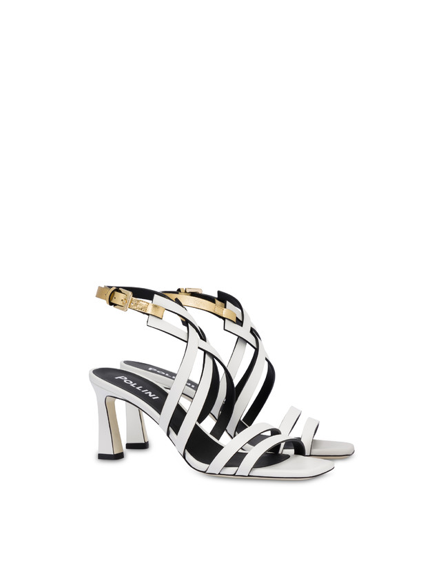 Pollini Sandali In Vitello E Nappa Laminata Incontri Bianco/oro
