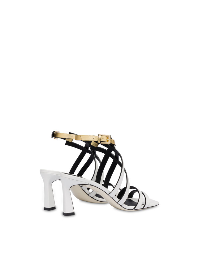 Pollini Sandali In Vitello E Nappa Laminata Incontri Bianco/oro