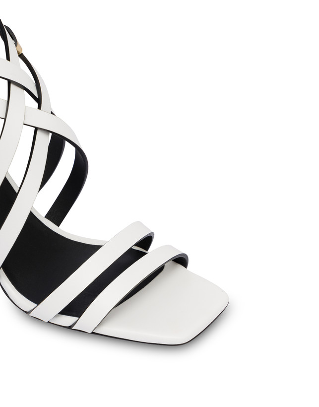 Pollini Sandali In Vitello E Nappa Laminata Incontri Bianco/oro
