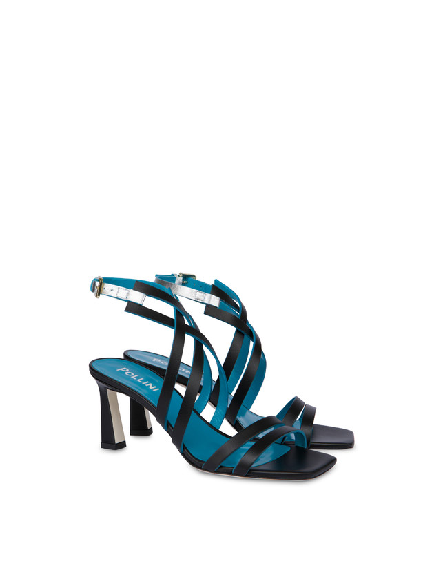 Pollini Sandali In Vitello E Nappa Laminata Incontri Nero/argento