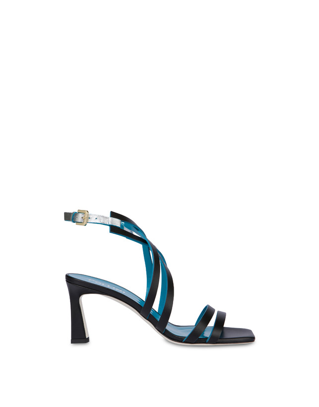 Pollini Sandali In Vitello E Nappa Laminata Incontri Nero/argento