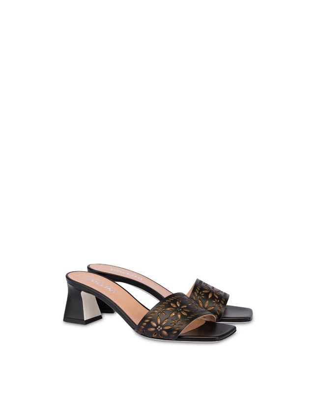 Pollini Sandali In Vitello Laserato Desert Rose Nero