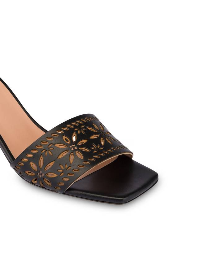 Pollini Sandali In Vitello Laserato Desert Rose Nero