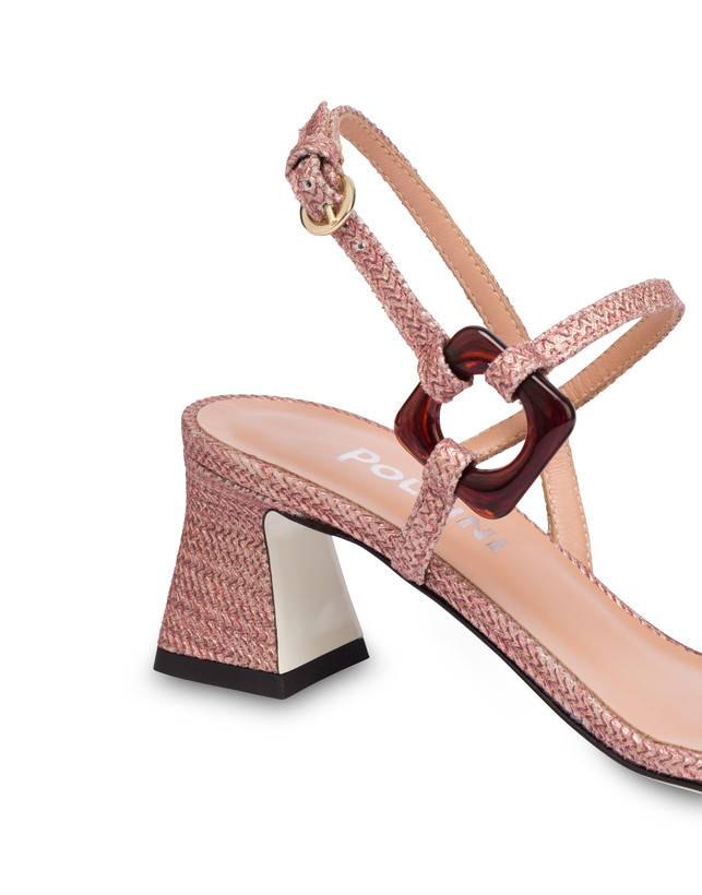 Pollini Sandali In Vitello Stampa Intreccio Between The Lines Peonia-rame