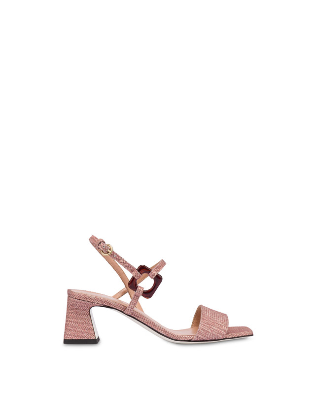 Pollini Sandali In Vitello Stampa Intreccio Between The Lines Peonia-rame