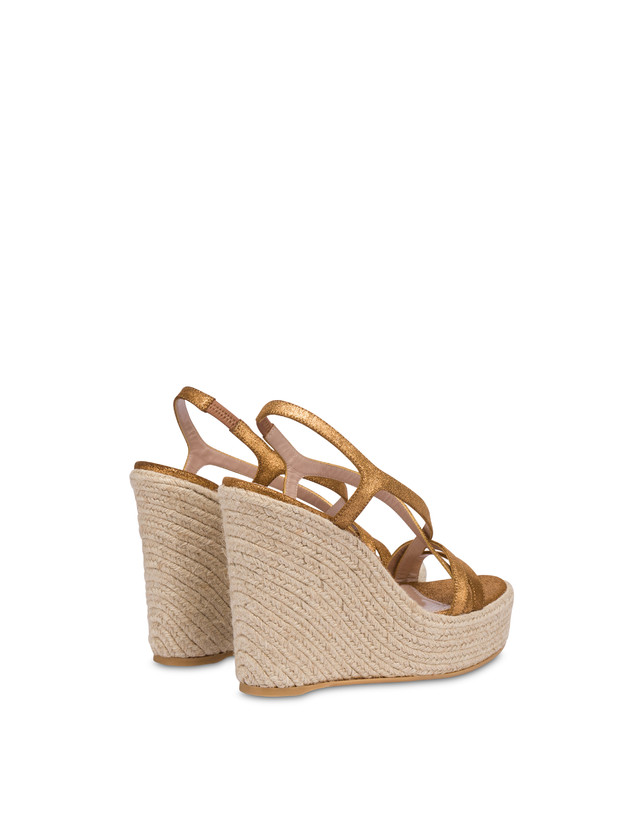 Pollini Sandalo Con Zeppa In Crosta Laminata Playa Oro