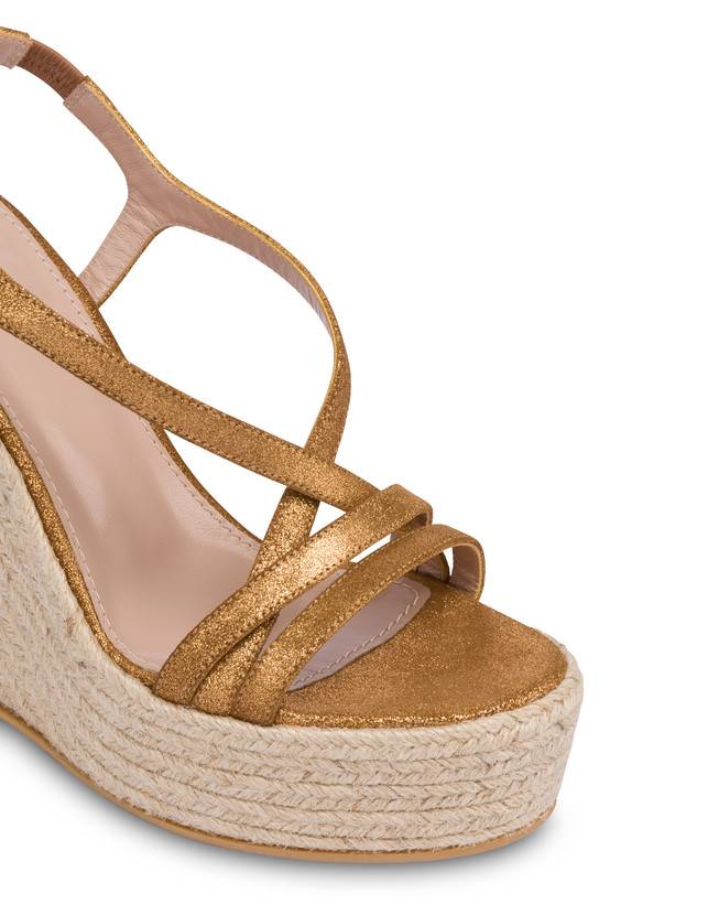 Pollini Sandalo Con Zeppa In Crosta Laminata Playa Oro