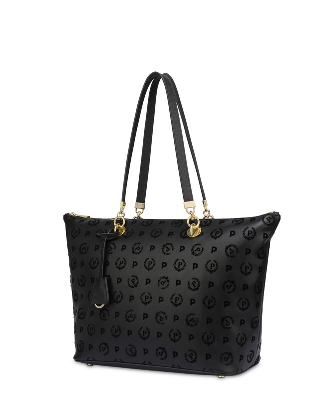 Pollini Shopping Bag Con Manici Intercambiabili Heritage Flock Nero/nero