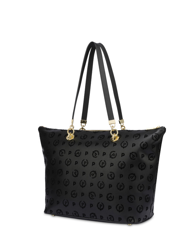 Pollini Shopping Bag Con Manici Intercambiabili Heritage Flock Nero/nero